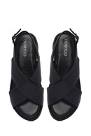 Kadın Siyah Tokalı Deri Comfort Sandalet | Derimod Kadın Siyah Tokalı Deri Comfort Sandalet | Derimod