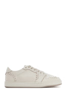 Women's Cream Lace-Up Leather Sneakers | Derimod Women's Cream Lace-Up Leather Sneakers | Derimod
