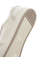 Women's Cream Lace-Up Leather Sneakers | Derimod Women's Cream Lace-Up Leather Sneakers | Derimod