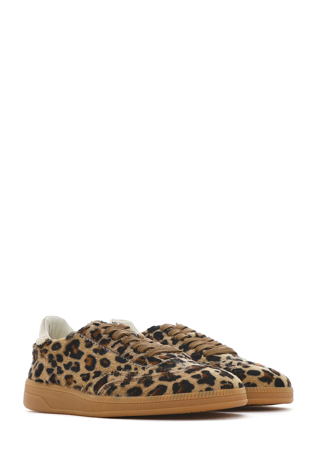 Kadın Leopar Bağcıklı Deri Sneaker