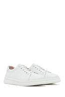 Women's White Lace-Up Leather Sneaker | Derimod Women's White Lace-Up Leather Sneaker | Derimod