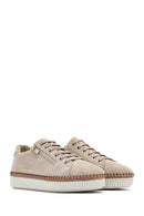 Women's Beige Lace-Up Chunky Sole Suede Leather Sneakers | Derimod Women's Beige Lace-Up Chunky Sole Suede Leather Sneakers | Derimod