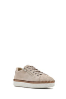 Women's Beige Lace-Up Chunky Sole Suede Leather Sneakers | Derimod Women's Beige Lace-Up Chunky Sole Suede Leather Sneakers | Derimod
