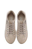 Women's Beige Lace-Up Chunky Sole Suede Leather Sneakers | Derimod Women's Beige Lace-Up Chunky Sole Suede Leather Sneakers | Derimod