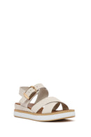 Women's Cream Ankle Buckle Thick Soled Leather Sandals | Derimod Women's Cream Ankle Buckle Thick Soled Leather Sandals | Derimod