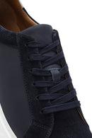 Erkek Lacivert Bağcıklı Deri Sneaker | Derimod Erkek Lacivert Bağcıklı Deri Sneaker | Derimod