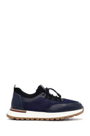 Men's Navy Blue Lace-Up Leather Sneaker | Derimod Men's Navy Blue Lace-Up Leather Sneaker | Derimod
