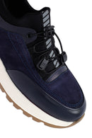 Men's Navy Blue Lace-Up Leather Sneaker | Derimod Men's Navy Blue Lace-Up Leather Sneaker | Derimod