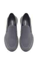 Men's Grey Thick Sole Nubuck Leather Comfort Loafers | Derimod Men's Grey Thick Sole Nubuck Leather Comfort Loafers | Derimod