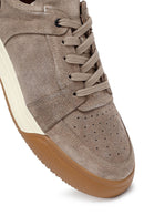 Erkek Bej Bağcıklı Süet Deri Sneaker | Derimod Erkek Bej Bağcıklı Süet Deri Sneaker | Derimod