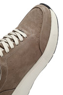 Erkek Vizon Bağcıklı Kalın Tabanlı Nubuk Deri Sneaker | Derimod Erkek Vizon Bağcıklı Kalın Tabanlı Nubuk Deri Sneaker | Derimod