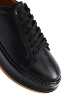 Erkek Siyah Bağcıklı Kalın Tabanlı Deri Sneaker | Derimod Erkek Siyah Bağcıklı Kalın Tabanlı Deri Sneaker | Derimod