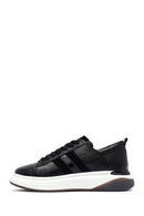 Men's Black Lace-Up Thick Sole Leather Sneakers | Derimod Men's Black Lace-Up Thick Sole Leather Sneakers | Derimod