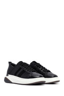 Men's Black Lace-Up Thick Sole Leather Sneakers | Derimod Men's Black Lace-Up Thick Sole Leather Sneakers | Derimod