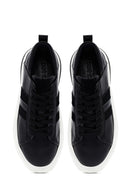 Men's Black Lace-Up Thick Sole Leather Sneakers | Derimod Men's Black Lace-Up Thick Sole Leather Sneakers | Derimod