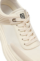 Erkek Bej Bağcıklı Kalın Tabanlı Kumaş Sneaker | Derimod Erkek Bej Bağcıklı Kalın Tabanlı Kumaş Sneaker | Derimod