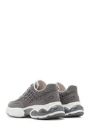 Men's Grey Lace-Up Thick-Sole Fabric Sneakers | Derimod Men's Grey Lace-Up Thick-Sole Fabric Sneakers | Derimod