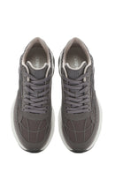 Men's Grey Lace-Up Thick-Sole Fabric Sneakers | Derimod Men's Grey Lace-Up Thick-Sole Fabric Sneakers | Derimod