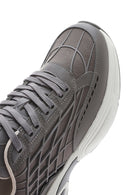 Men's Grey Lace-Up Thick-Sole Fabric Sneakers | Derimod Men's Grey Lace-Up Thick-Sole Fabric Sneakers | Derimod