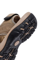 Male Beige Leather Outdoor Sandals | Derimod Male Beige Leather Outdoor Sandals | Derimod