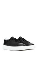 Erkek Siyah Bağcıklı Kalın Tabanlı Deri Sneaker | Derimod Erkek Siyah Bağcıklı Kalın Tabanlı Deri Sneaker | Derimod