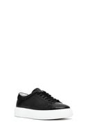 Erkek Siyah Bağcıklı Kalın Tabanlı Deri Sneaker | Derimod Erkek Siyah Bağcıklı Kalın Tabanlı Deri Sneaker | Derimod