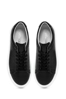 Erkek Siyah Bağcıklı Kalın Tabanlı Deri Sneaker | Derimod Erkek Siyah Bağcıklı Kalın Tabanlı Deri Sneaker | Derimod