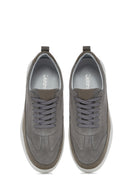 Erkek Gri Bağcıklı Kalın Tabanlı Deri Sneaker | Derimod Erkek Gri Bağcıklı Kalın Tabanlı Deri Sneaker | Derimod