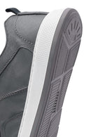 Men's Grey Lace-Up Leather Sneakers | Derimod Men's Grey Lace-Up Leather Sneakers | Derimod