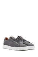 Men's Gray Lace-Up Suede Leather Sneaker | Derimod Men's Gray Lace-Up Suede Leather Sneaker | Derimod