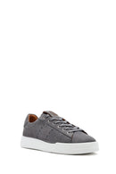 Men's Gray Lace-Up Suede Leather Sneaker | Derimod Men's Gray Lace-Up Suede Leather Sneaker | Derimod