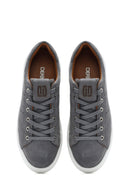 Men's Gray Lace-Up Suede Leather Sneaker | Derimod Men's Gray Lace-Up Suede Leather Sneaker | Derimod