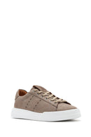 Men's Mink Lace-Up Nubuck Leather Sneaker | Derimod Men's Mink Lace-Up Nubuck Leather Sneaker | Derimod