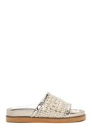 Women's Gold Braided Slippers | Derimod Women's Gold Braided Slippers | Derimod