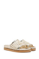 Women's Gold Braided Slippers | Derimod Women's Gold Braided Slippers | Derimod