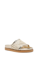 Women's Gold Braided Slippers | Derimod Women's Gold Braided Slippers | Derimod