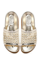 Women's Gold Braided Slippers | Derimod Women's Gold Braided Slippers | Derimod