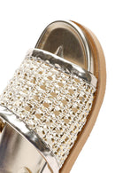 Women's Gold Braided Slippers | Derimod Women's Gold Braided Slippers | Derimod