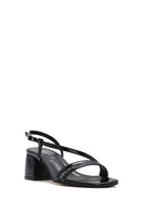 Women's Black Ankle Strap Low Heeled Sandals | Derimod Women's Black Ankle Strap Low Heeled Sandals | Derimod