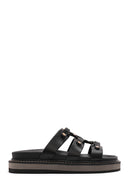 Women's Black Thick Soled Slippers | Derimod Women's Black Thick Soled Slippers | Derimod