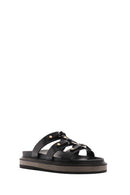 Women's Black Thick Soled Slippers | Derimod Women's Black Thick Soled Slippers | Derimod