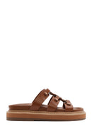 Women's Tan Thick Soled Slippers | Derimod Women's Tan Thick Soled Slippers | Derimod