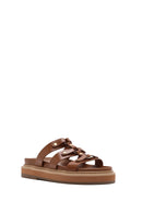 Women's Tan Thick Soled Slippers | Derimod Women's Tan Thick Soled Slippers | Derimod