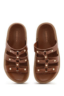 Women's Tan Thick Soled Slippers | Derimod Women's Tan Thick Soled Slippers | Derimod