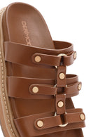 Women's Tan Thick Soled Slippers | Derimod Women's Tan Thick Soled Slippers | Derimod