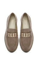 Women's Mink Buckled Suede Masculine Loafer | Derimod Women's Mink Buckled Suede Masculine Loafer | Derimod
