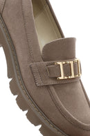 Women's Mink Buckled Suede Masculine Loafer | Derimod Women's Mink Buckled Suede Masculine Loafer | Derimod