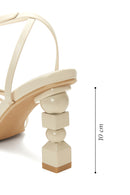 Women's Beige Ankle Strap High Thick Heel Sandals | Derimod Women's Beige Ankle Strap High Thick Heel Sandals | Derimod