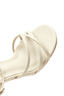 Women's Beige Ankle Strap High Thick Heel Sandals | Derimod Women's Beige Ankle Strap High Thick Heel Sandals | Derimod