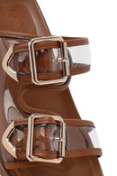 Women's Tan Double Buckle Slippers | Derimod Women's Tan Double Buckle Slippers | Derimod